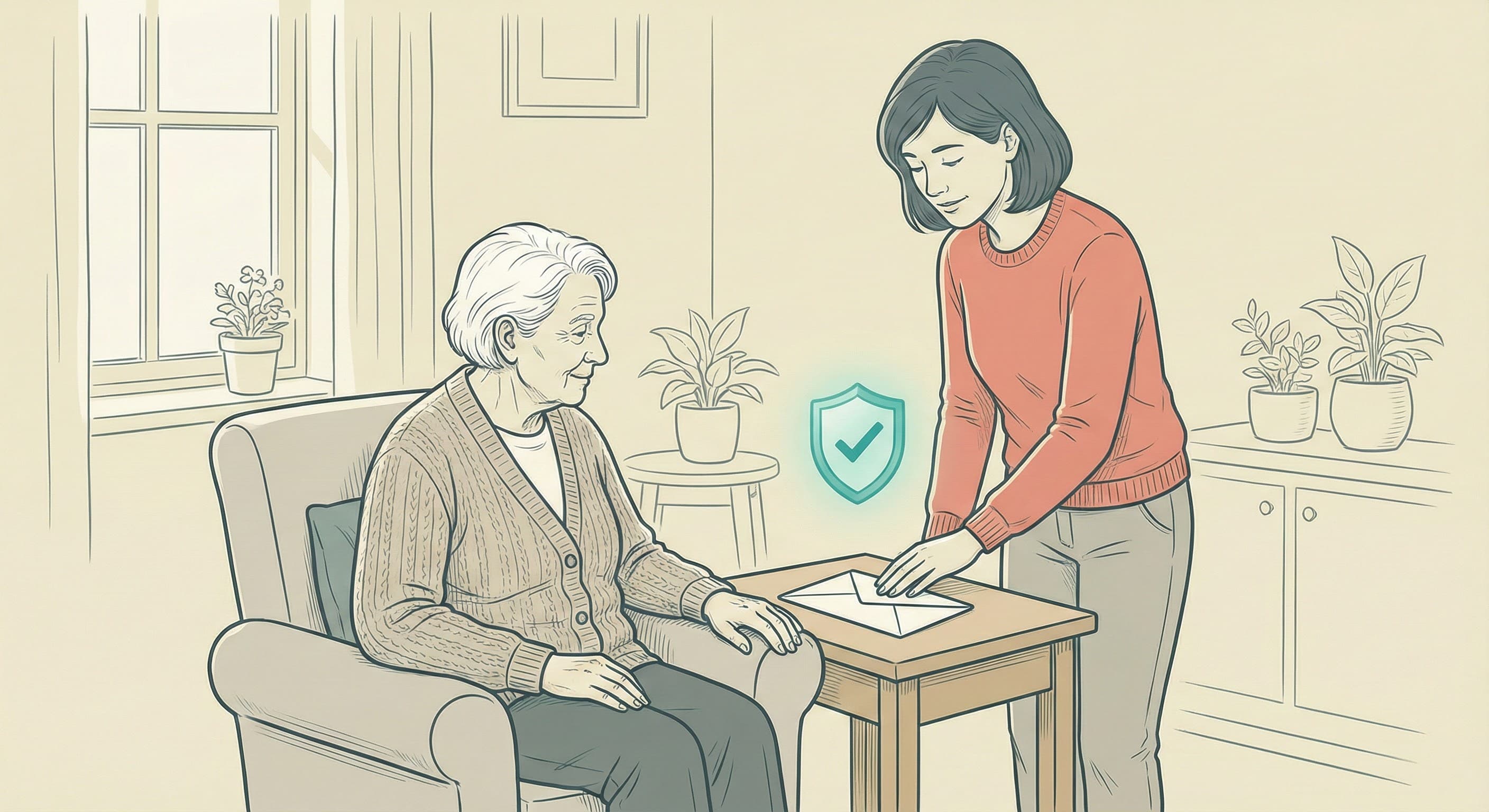 Family pausing to check a suspicious message using FraudGuard