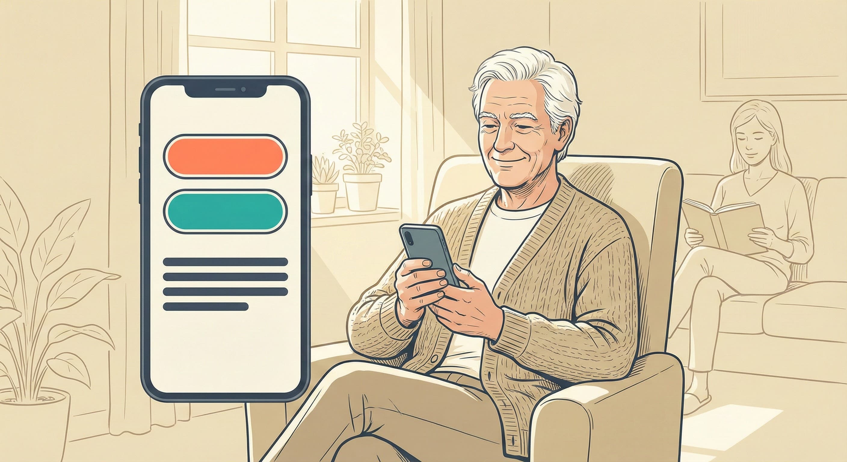 Alternative SilverConnect app interface view showing senior-friendly design
