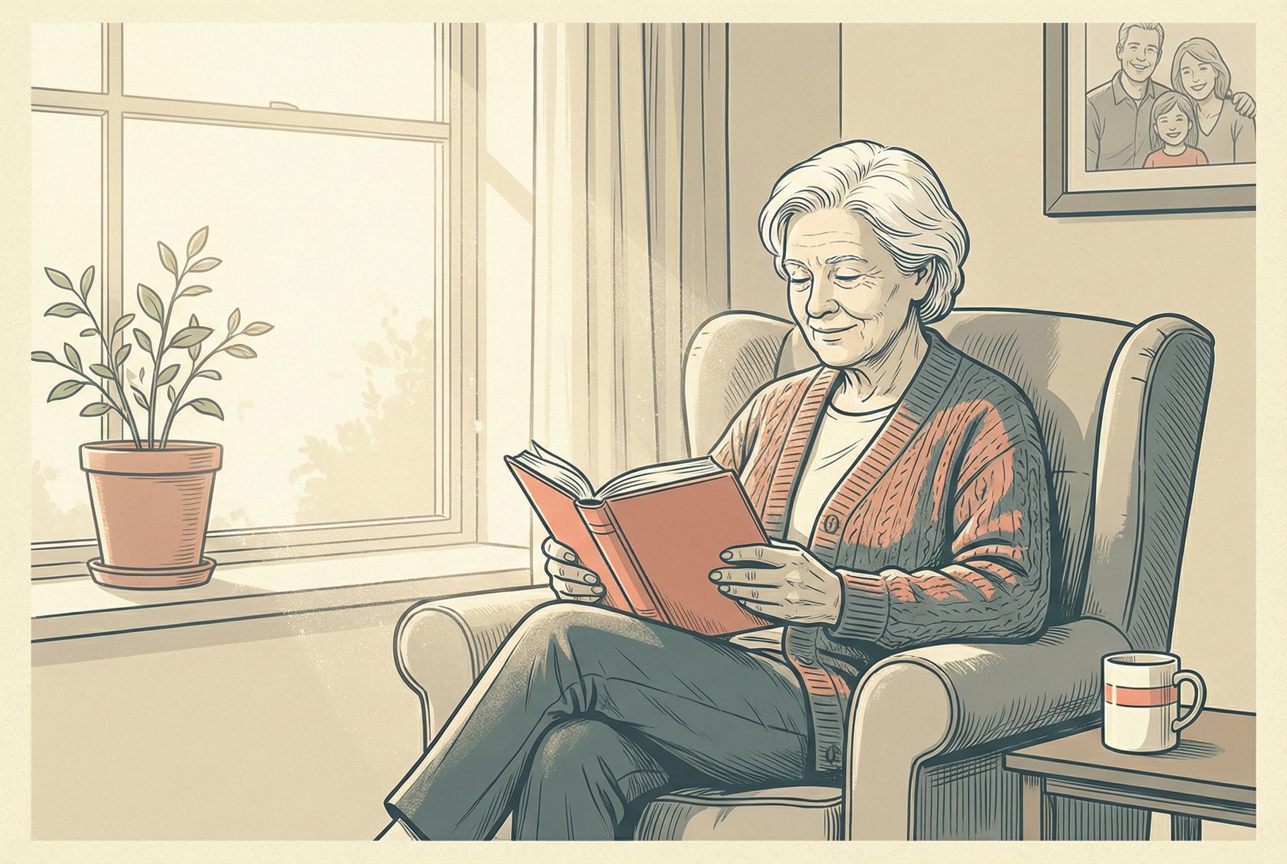 A calm, readable experience designed for older adults.
